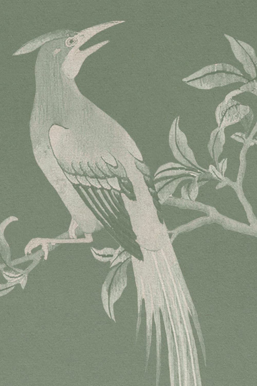 Green Chinoiserie Vintage Garden Scene Mural