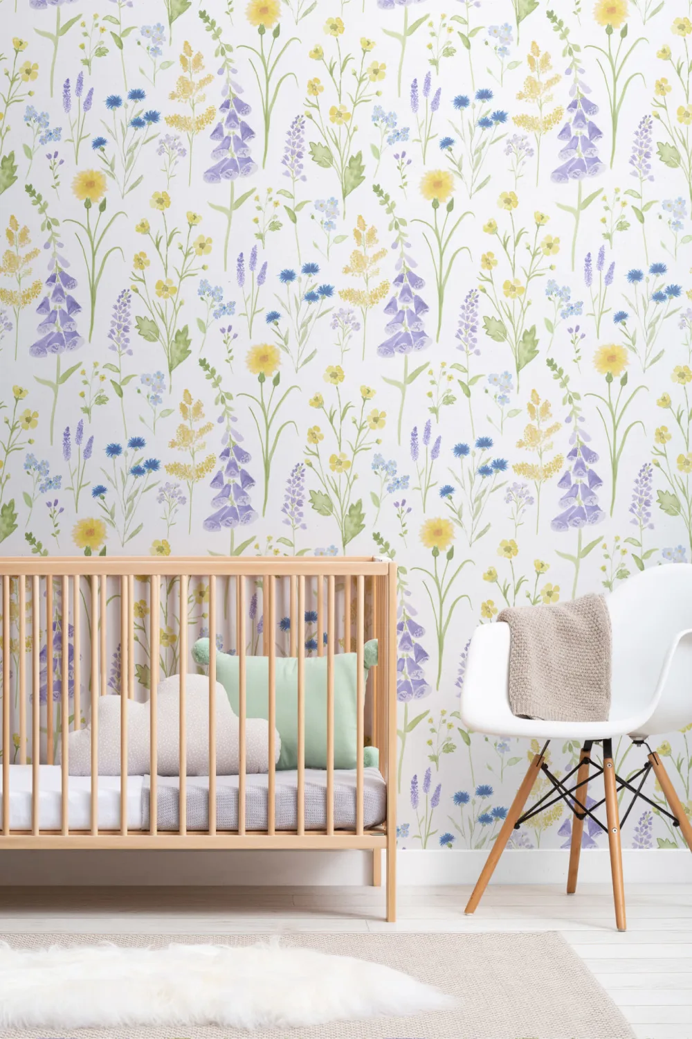 Foxglove & Forget Me Not Flower Garden Wallpaper Mural