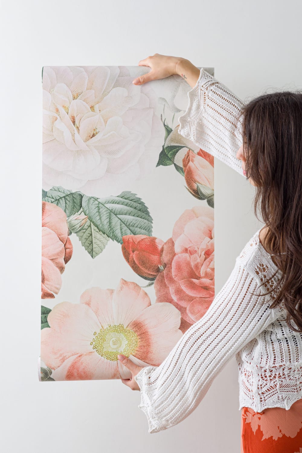 Pink & Red Roses Vintage Floral Wallpaper Mural