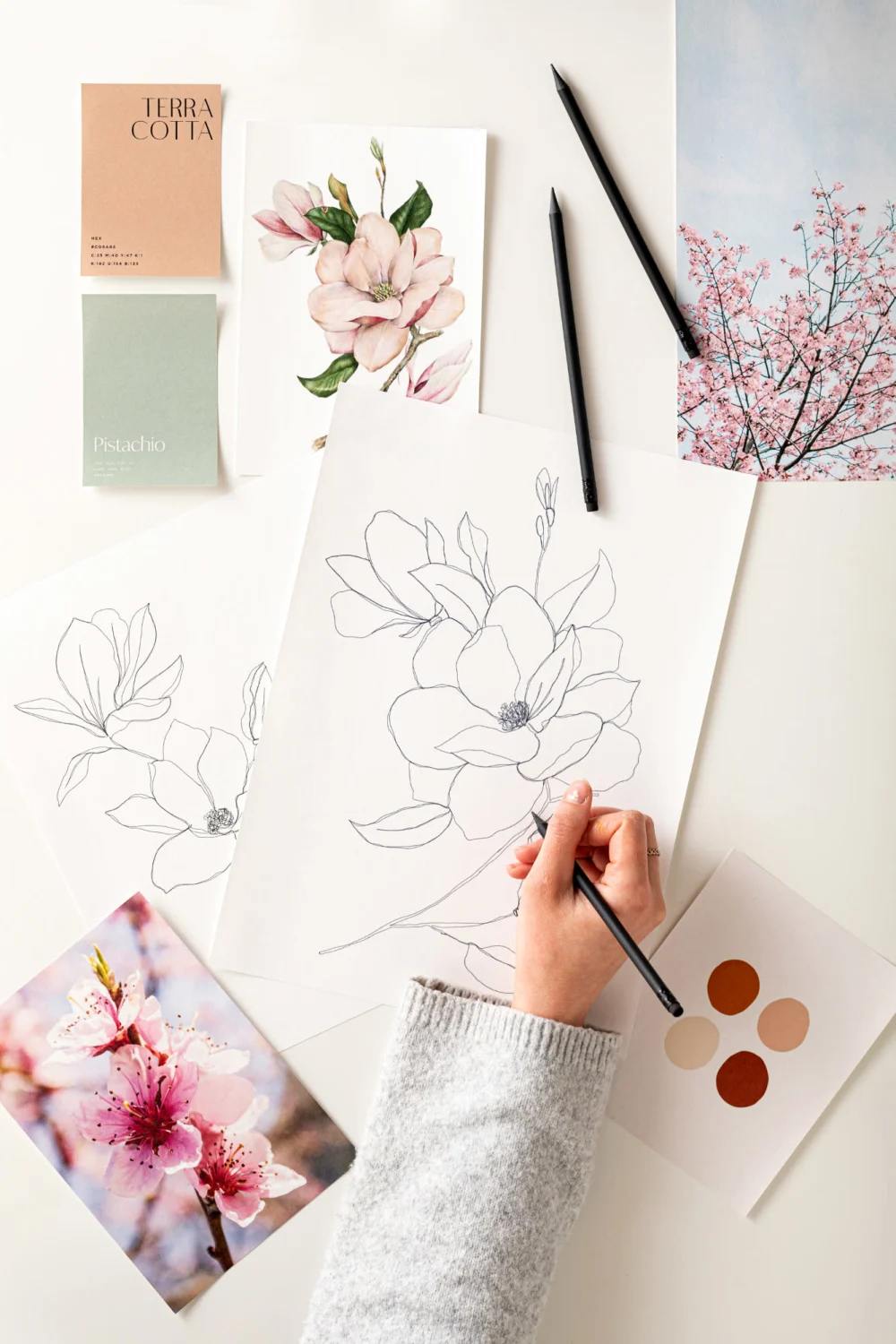 Mørkeblå Abstrakt Floral tapet