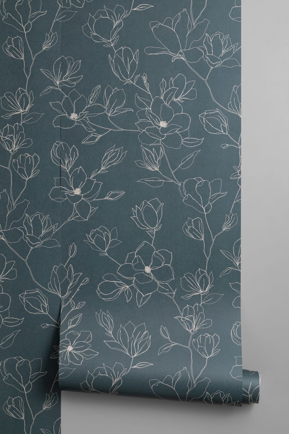 Mørkeblå Abstrakt Floral tapet