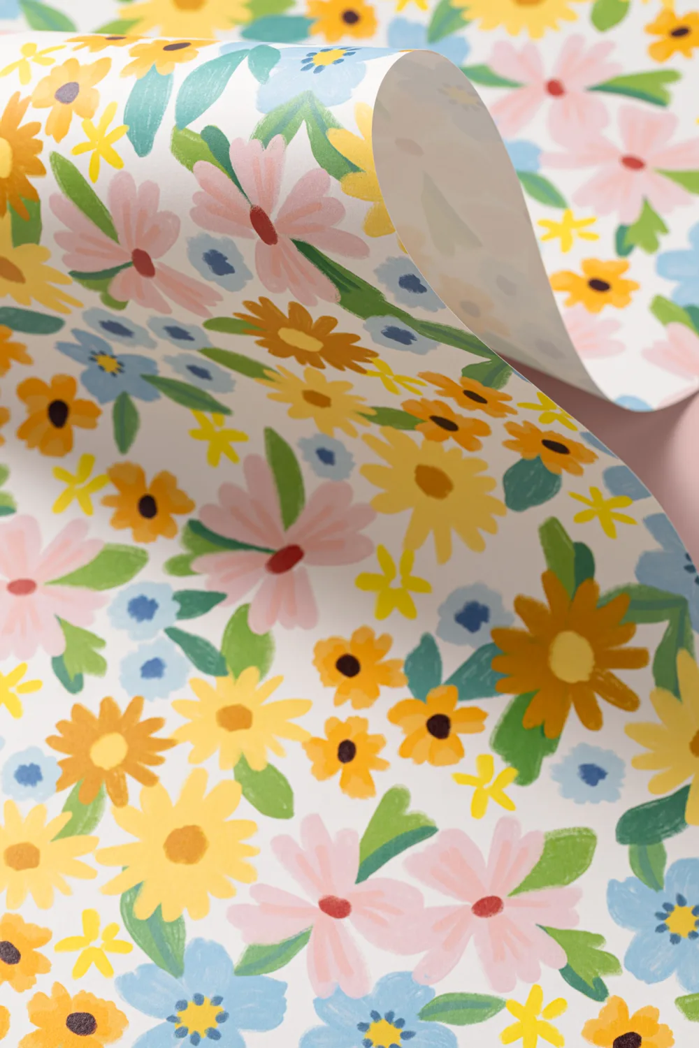 Bright Multicolor Fun Floral Print Wallpaper