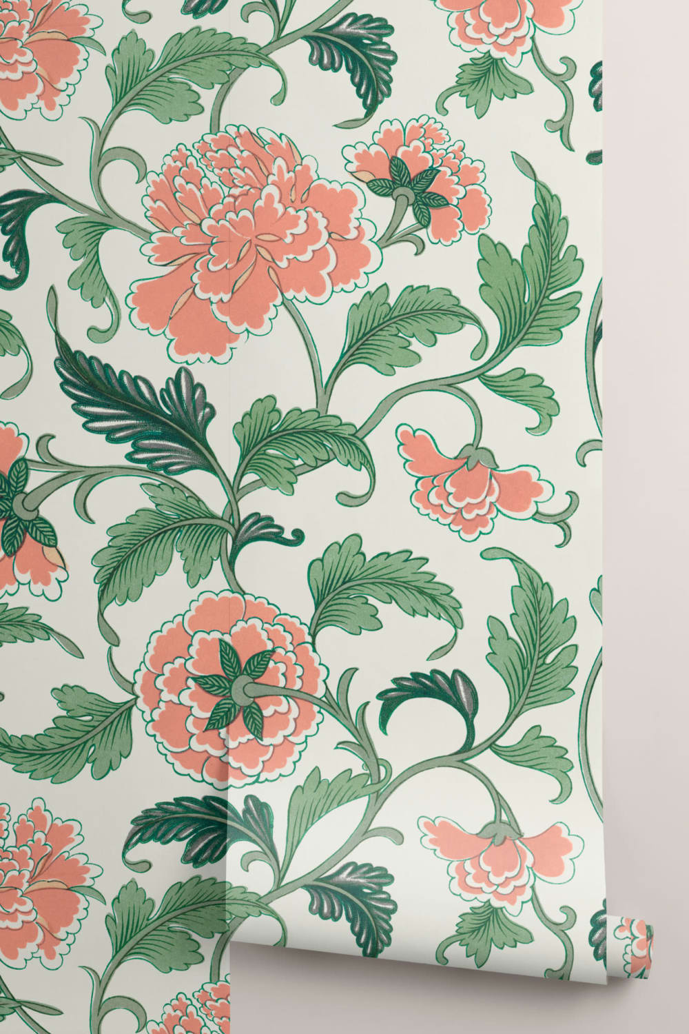 Carta da parati chinoiserie peonie in colori chiari