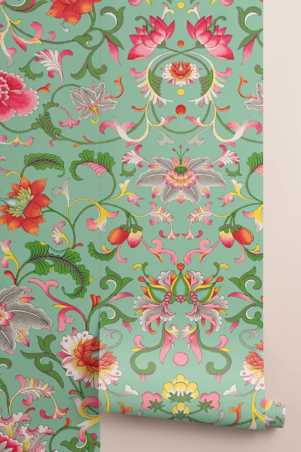 Owen Jones Ornamentos chineses Ilustrações Mural de parede verde