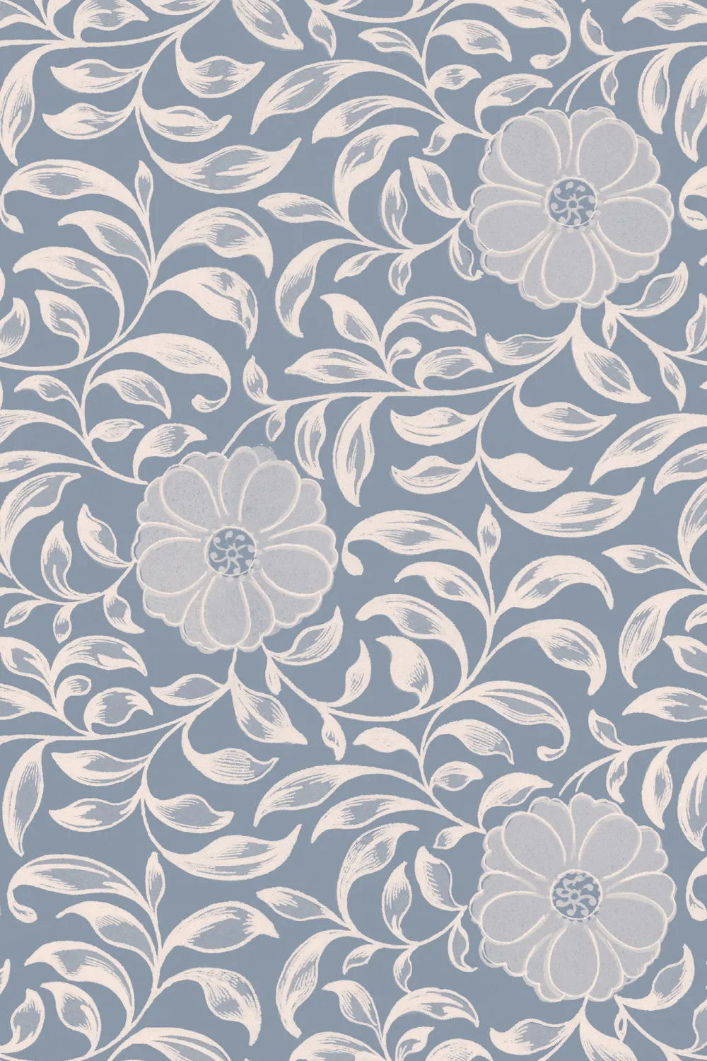 Carta da parati chinoiserie con ornamenti di peonie in blu