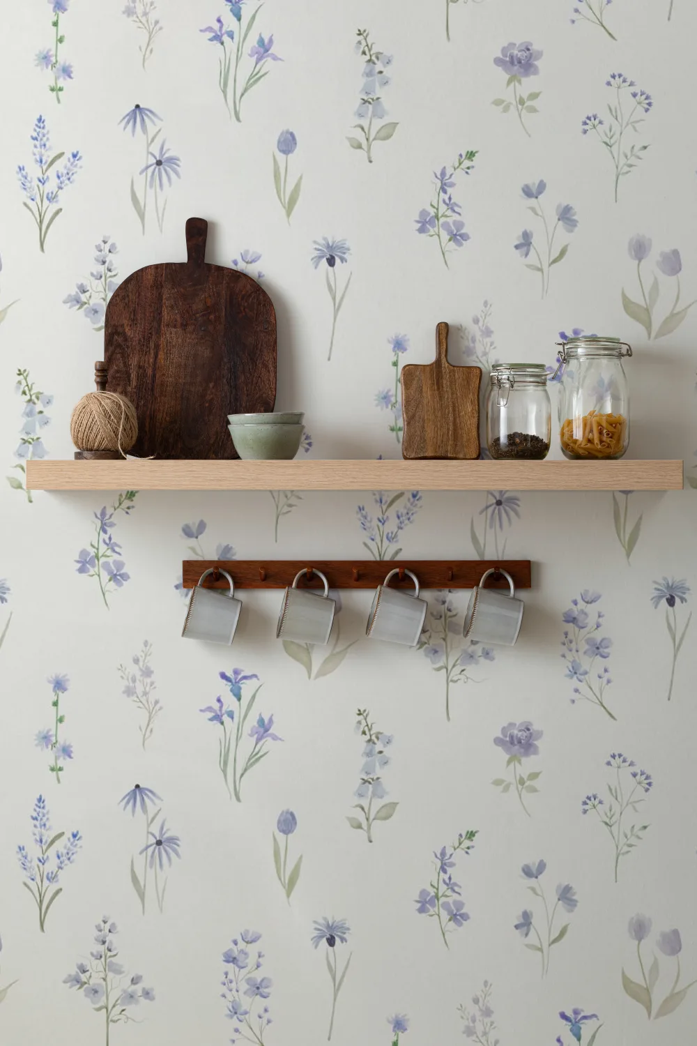 Soft Blue Floral Harmony Wallpaper For Serene Spaces Mural