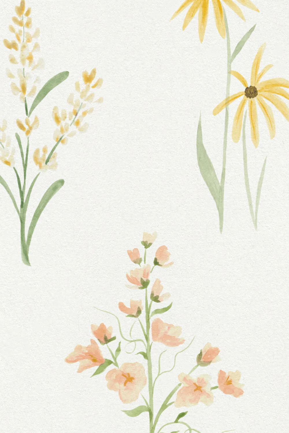 Gul blomsterfototapet med vilde blomster til en frisk og lys stemning