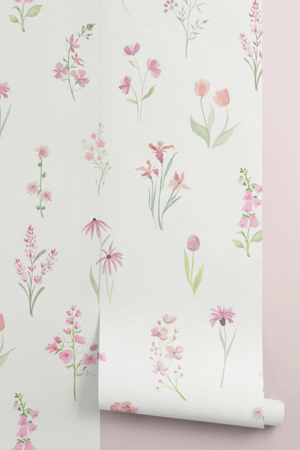 Rosa blommig Bliss pastell tapet mural-tapeter