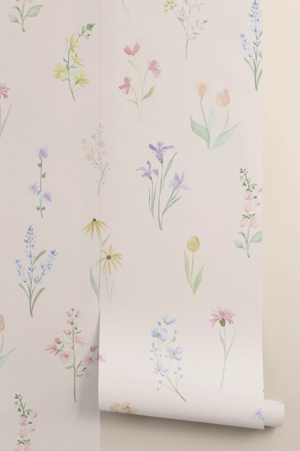 Veelkleurige vintage bloemen muurschildering voor tijdloze charme
