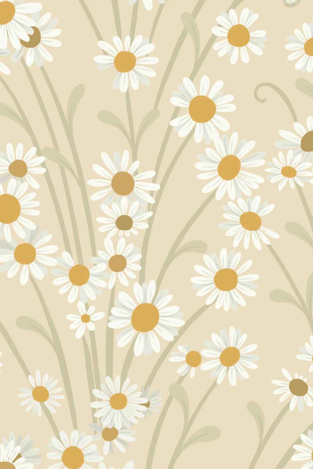 Yellow Wildflower Vintage Floral Wallpaper Mural