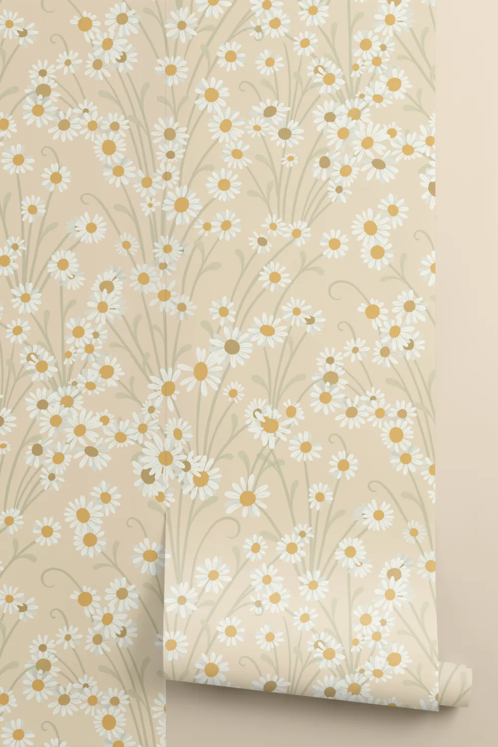Yellow Wildflower Vintage Floral Wallpaper Mural