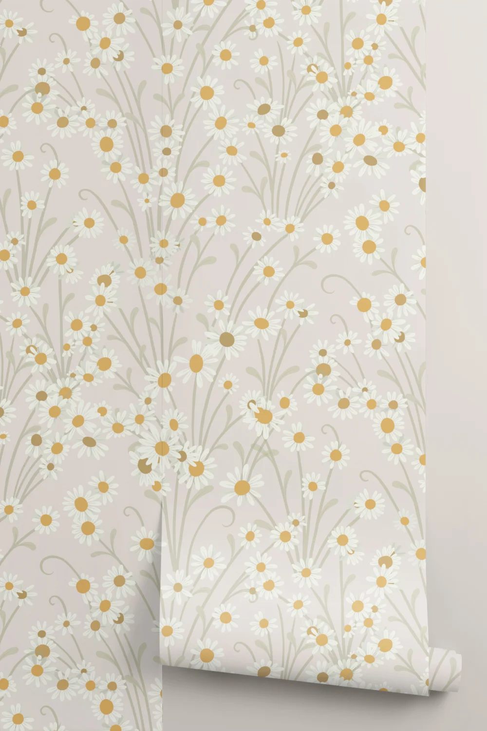 Murale vintage floral cu flori sălbatice bej pentru spații senine
