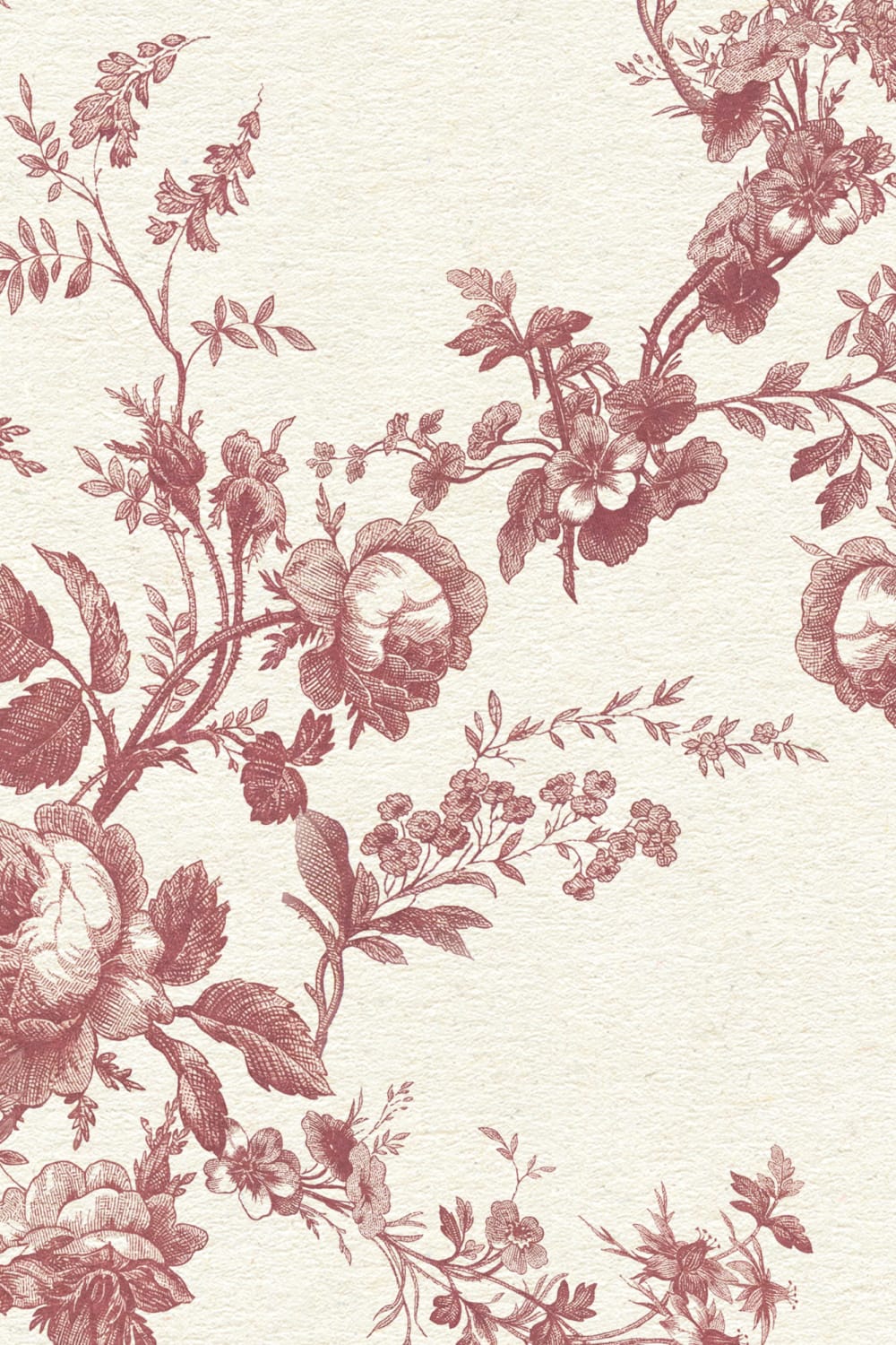 Rosetta Red Vintage Floral Wallpaper Design Statement Mural