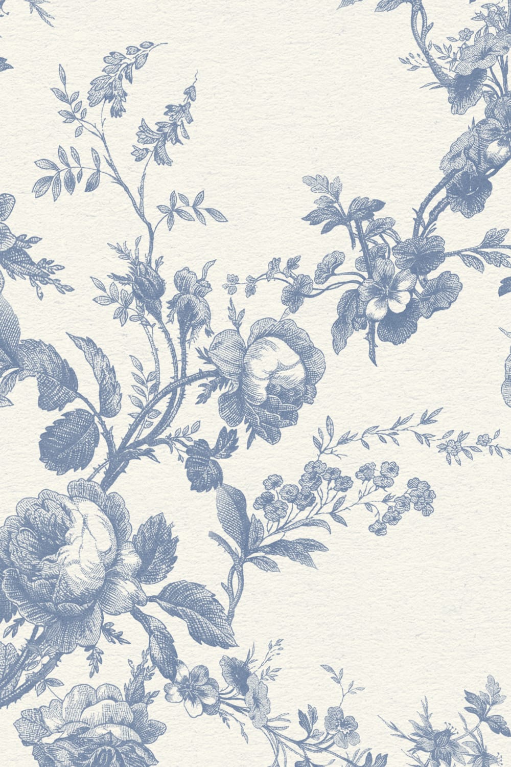 Blue Vintage Floral Elegance Pattern Wallpaper Mural