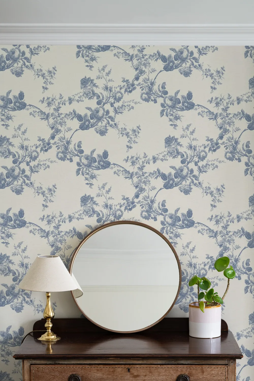 Blue Vintage Floral Elegance Pattern Wallpaper Mural