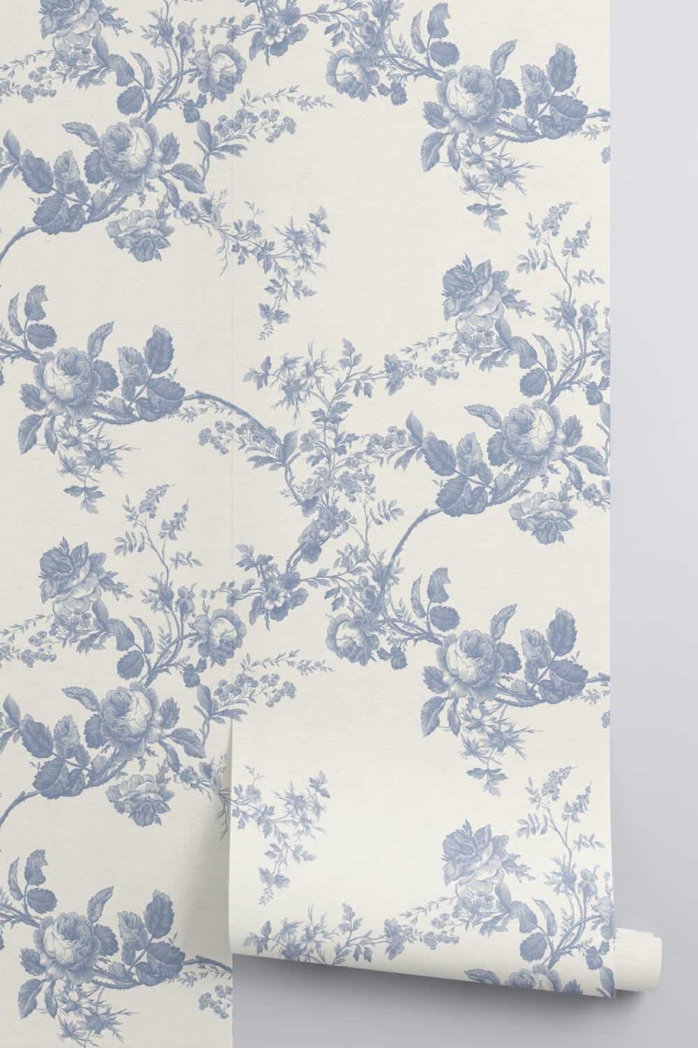 Blue Vintage Floral Elegance Pattern Wallpaper Mural