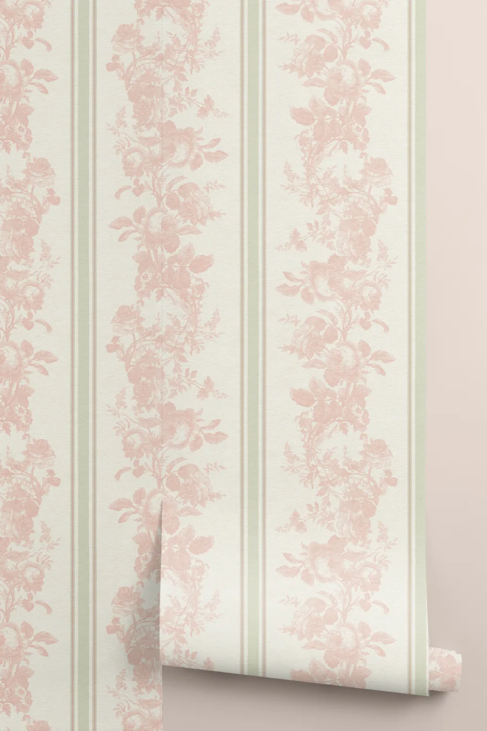Ruusunpinkki vintagekukkakuosinen kuvatapetti lämmintä eleganssia varten