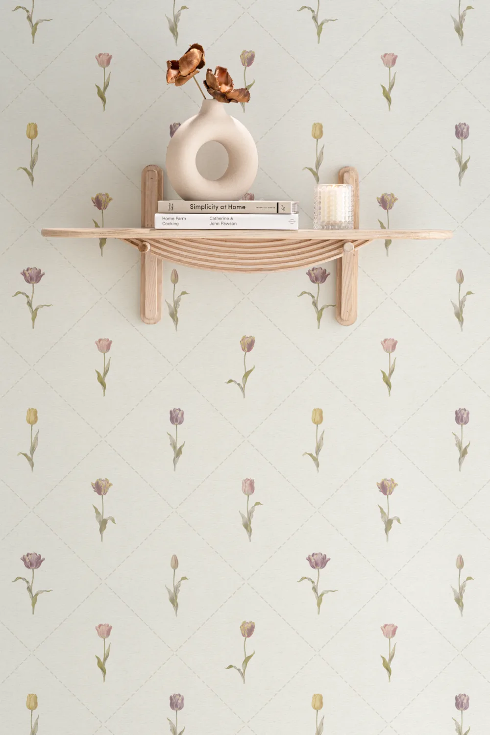 Pastel Floral Vintage Classic Beige Mural