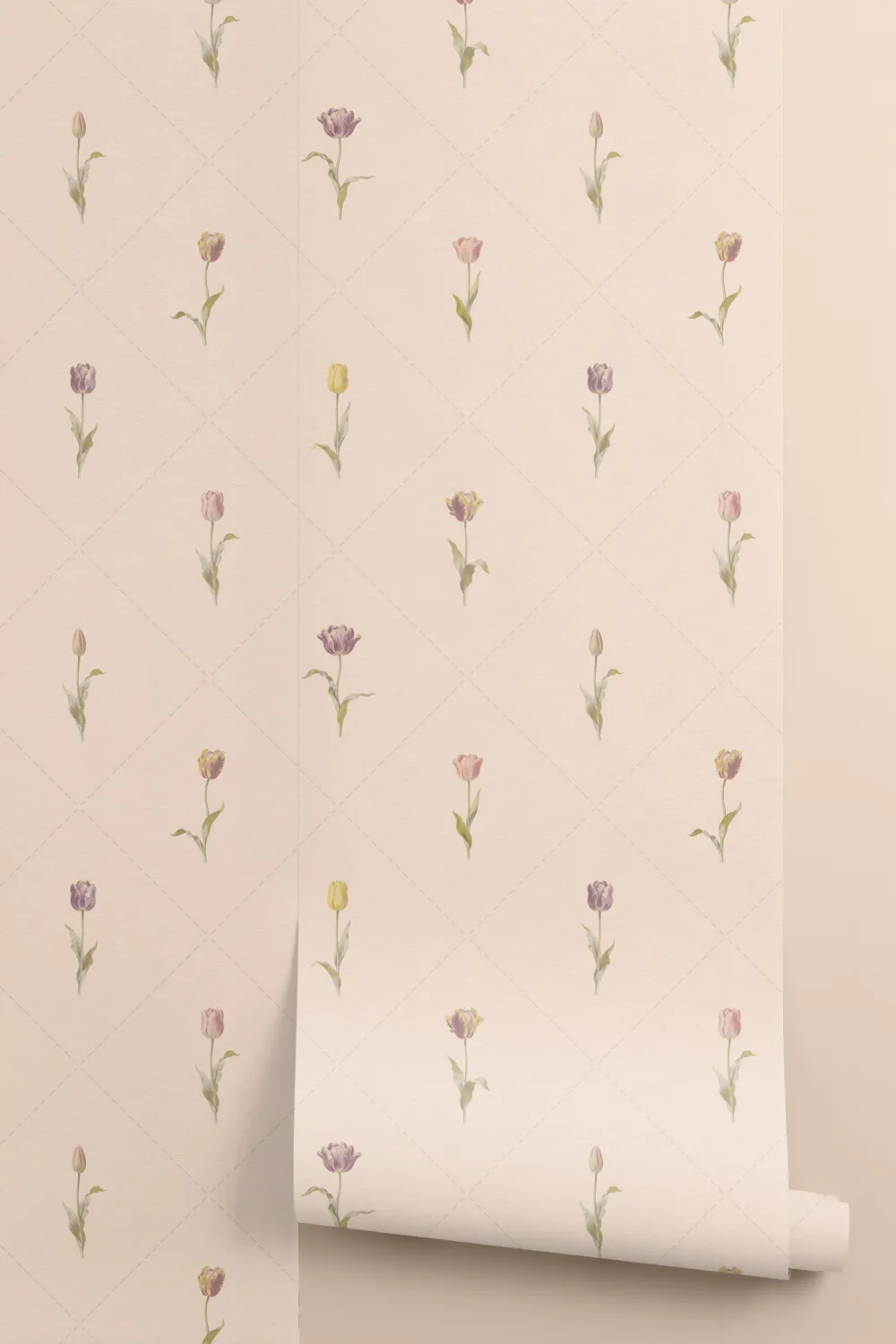 Roze vintage bloemenpatroon muurschilderingbehang voor Serenity