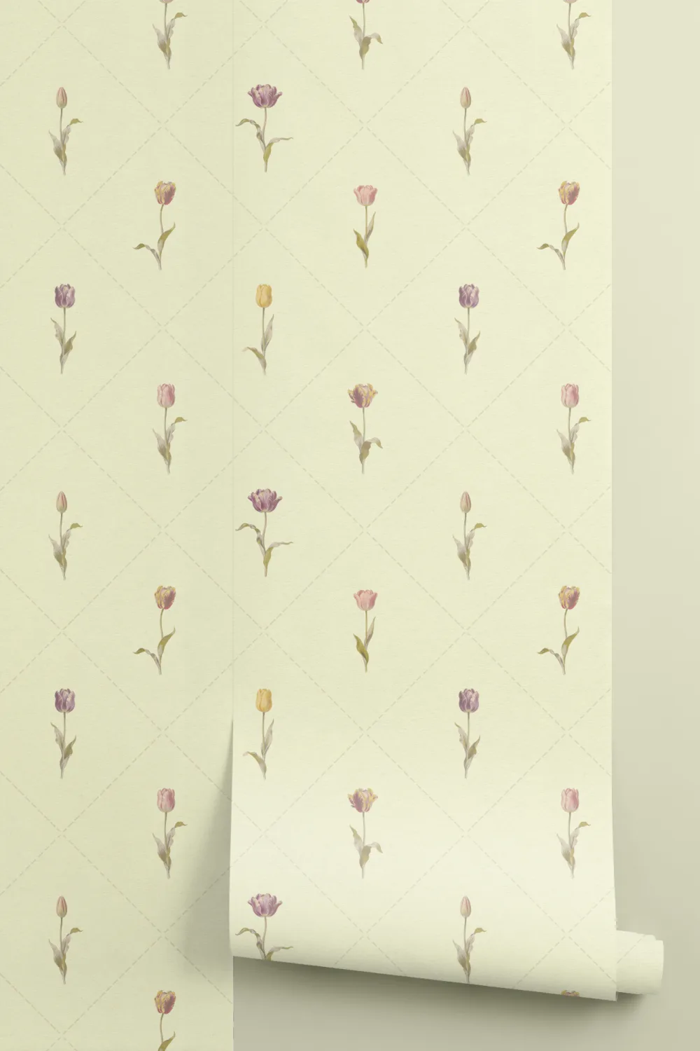 Veelkleurige vintage bloemenmuurschildering met pastelpatroon voor de kinderkamer