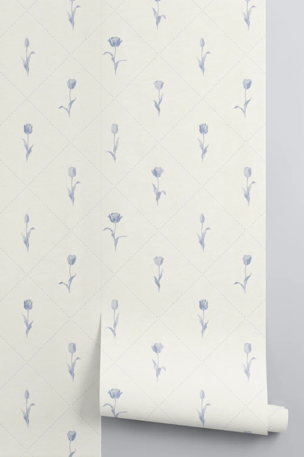 Blue Vintage Floral Charming Pastel Mural