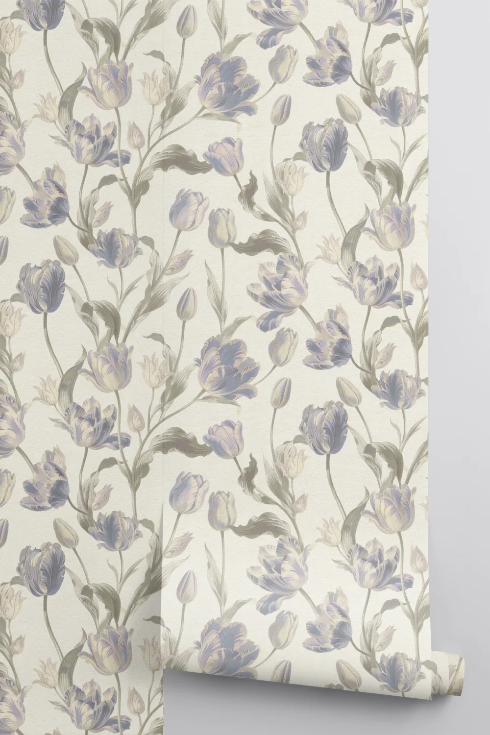 Blå årgang blomsterfototapet med elegant blomstring i vintagestil