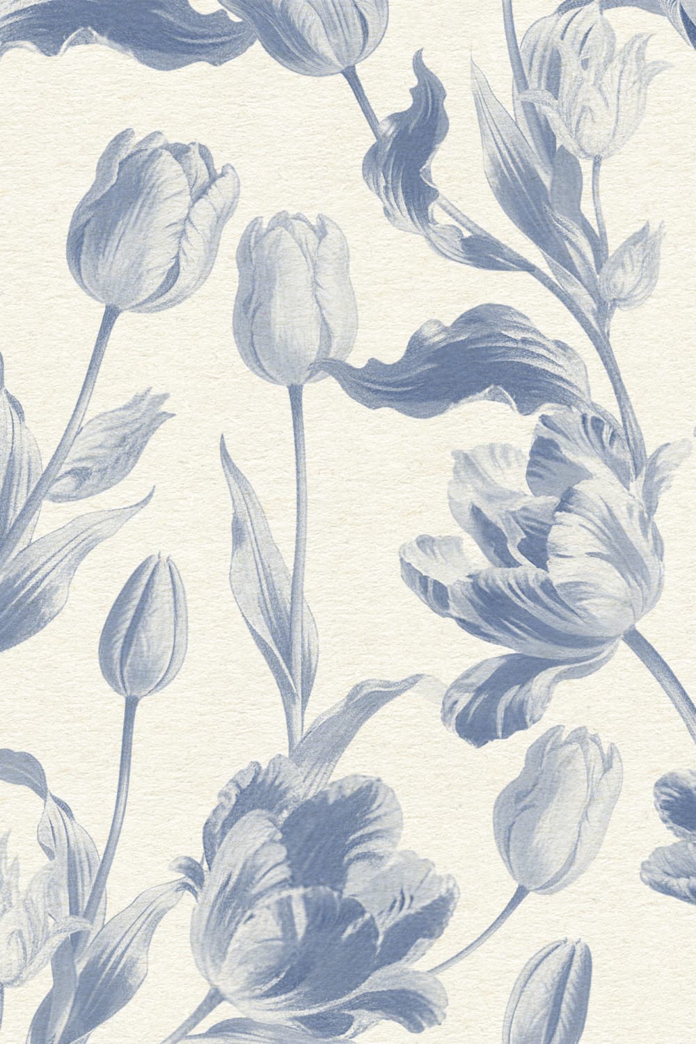 Blauw botanisch bloemenontwerp behangpatroon muurschildering