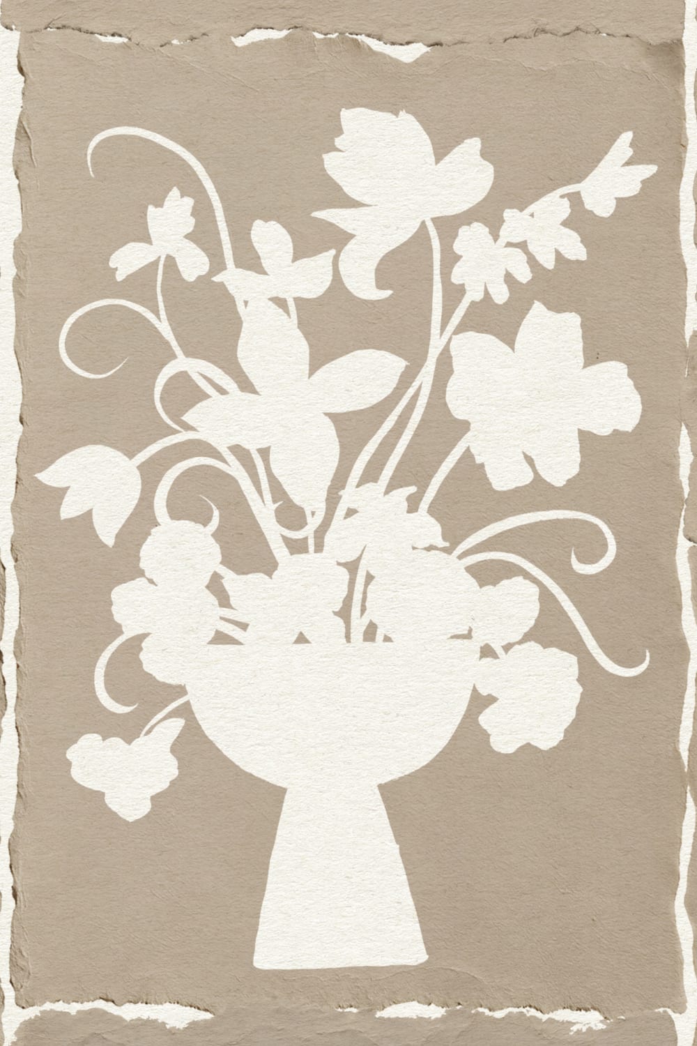 Mural de parede com padrão floral artesanal branco para elegância