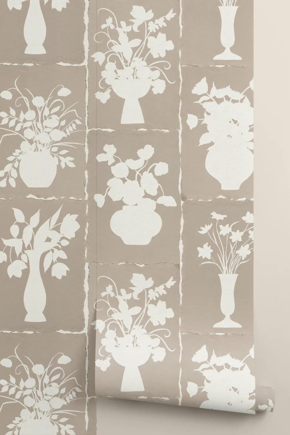 Mural de parede com padrão floral artesanal branco para elegância