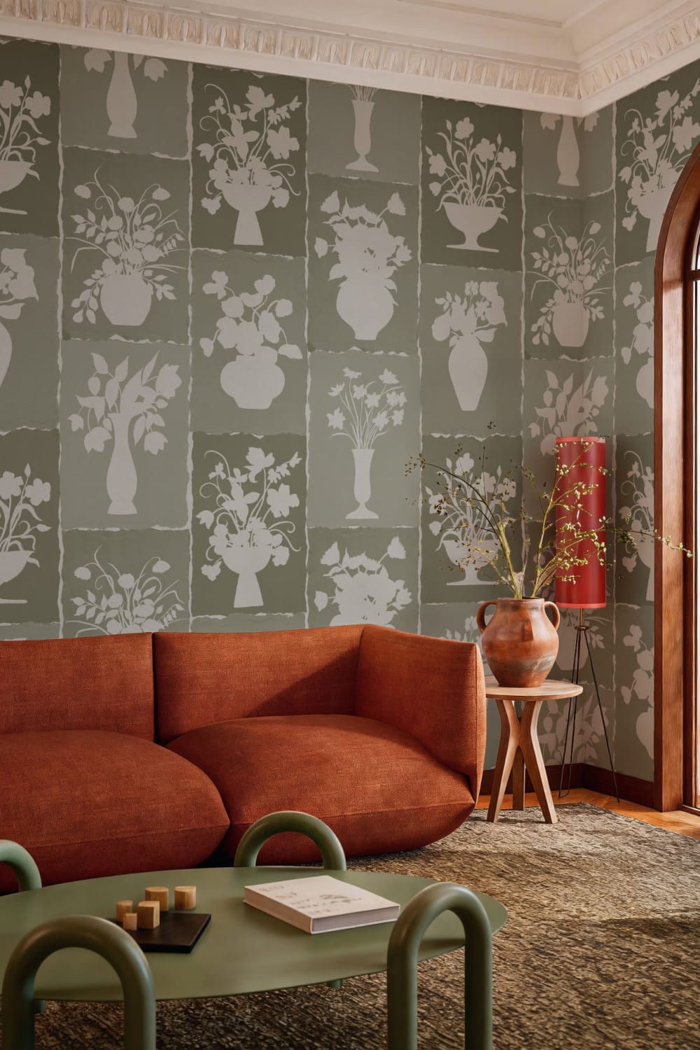 Zielona botaniczna kwiatowa designerska fototapeta rzemieślnicza