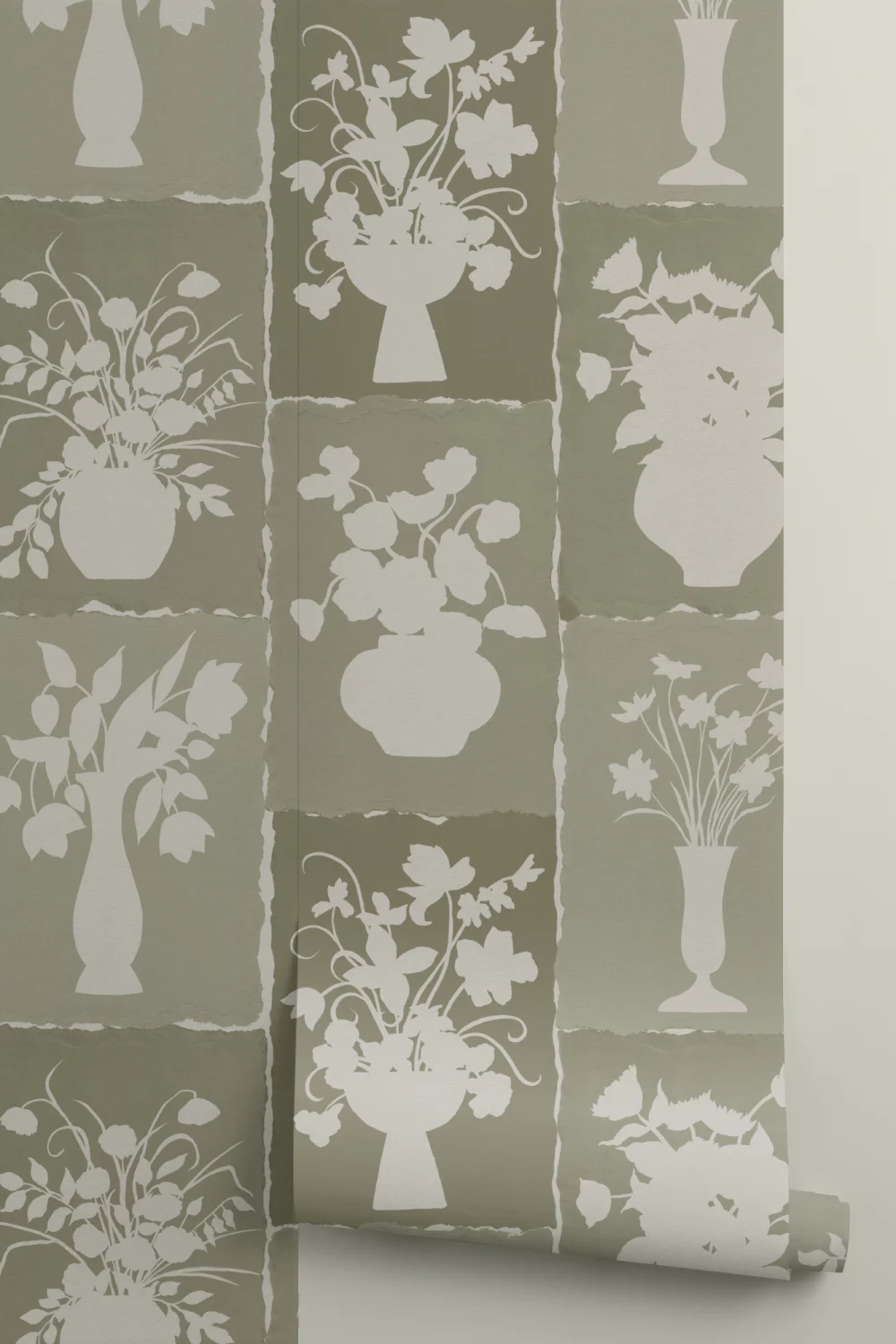Zielona botaniczna kwiatowa designerska fototapeta rzemieślnicza