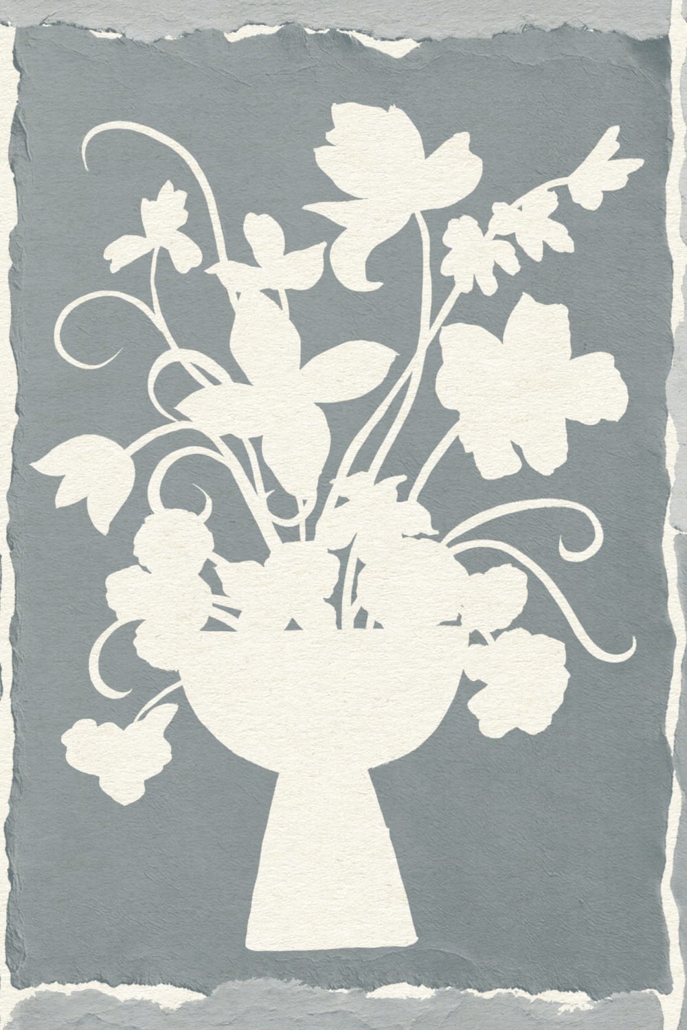 Blue Floral Artisan Style Mural for Elegant Spaces