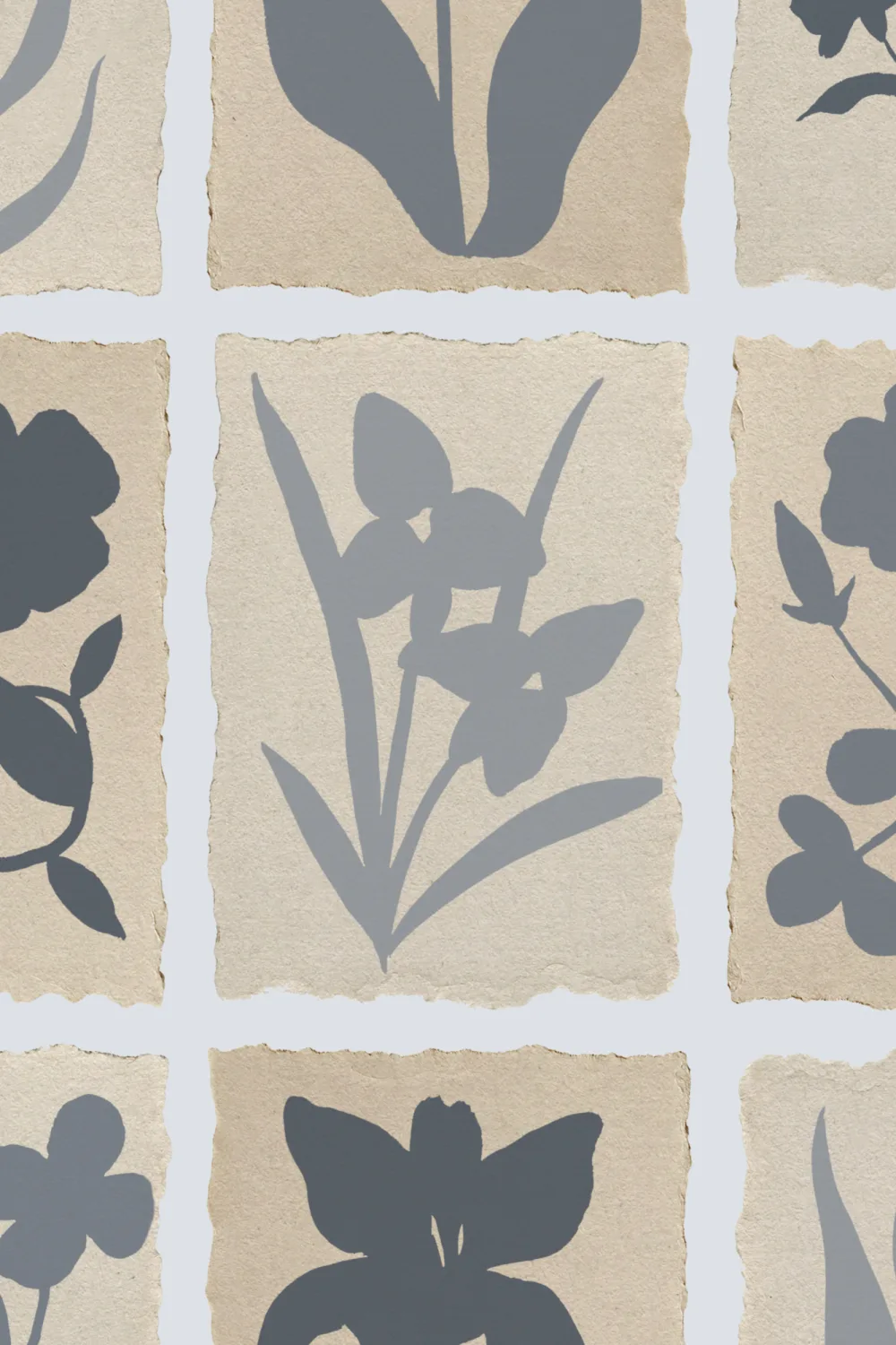 Design de murale cu model floral vintage albastru