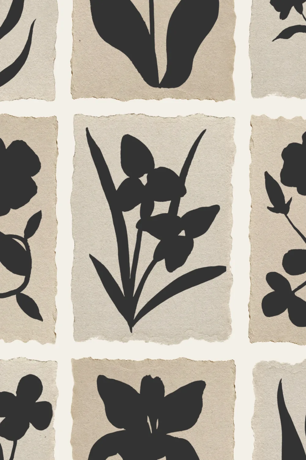Black Floral Vintage Style Wall Mural Creates Elegance