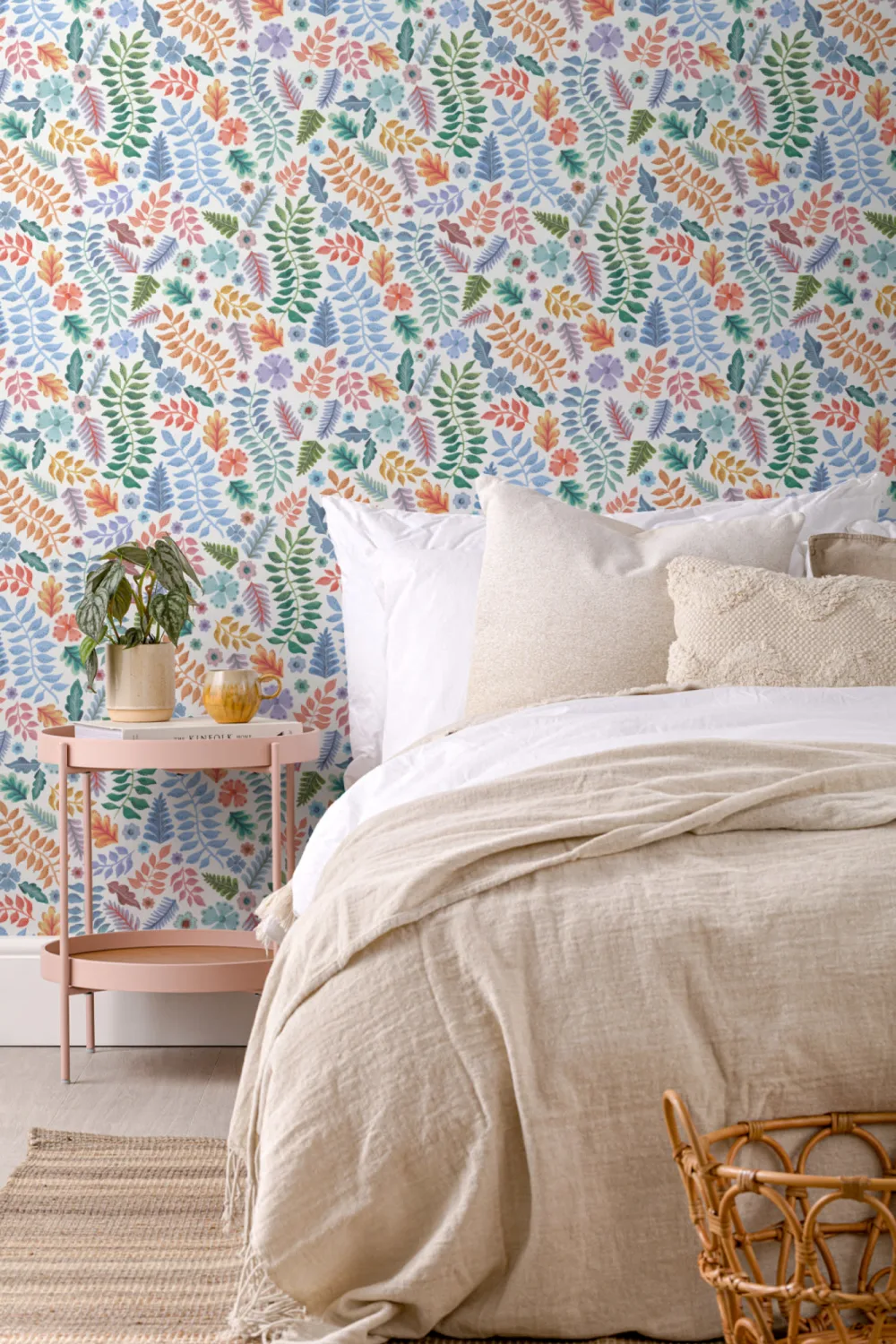 Colorful Indian Print Floral Leaf Wallpaper