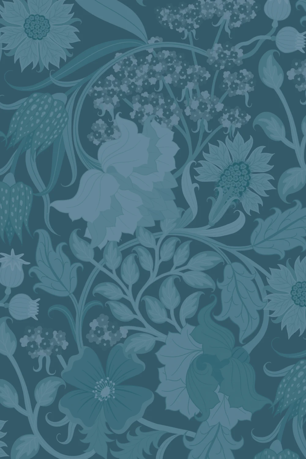 Teal Heritage Thistle Floral Wallpaper