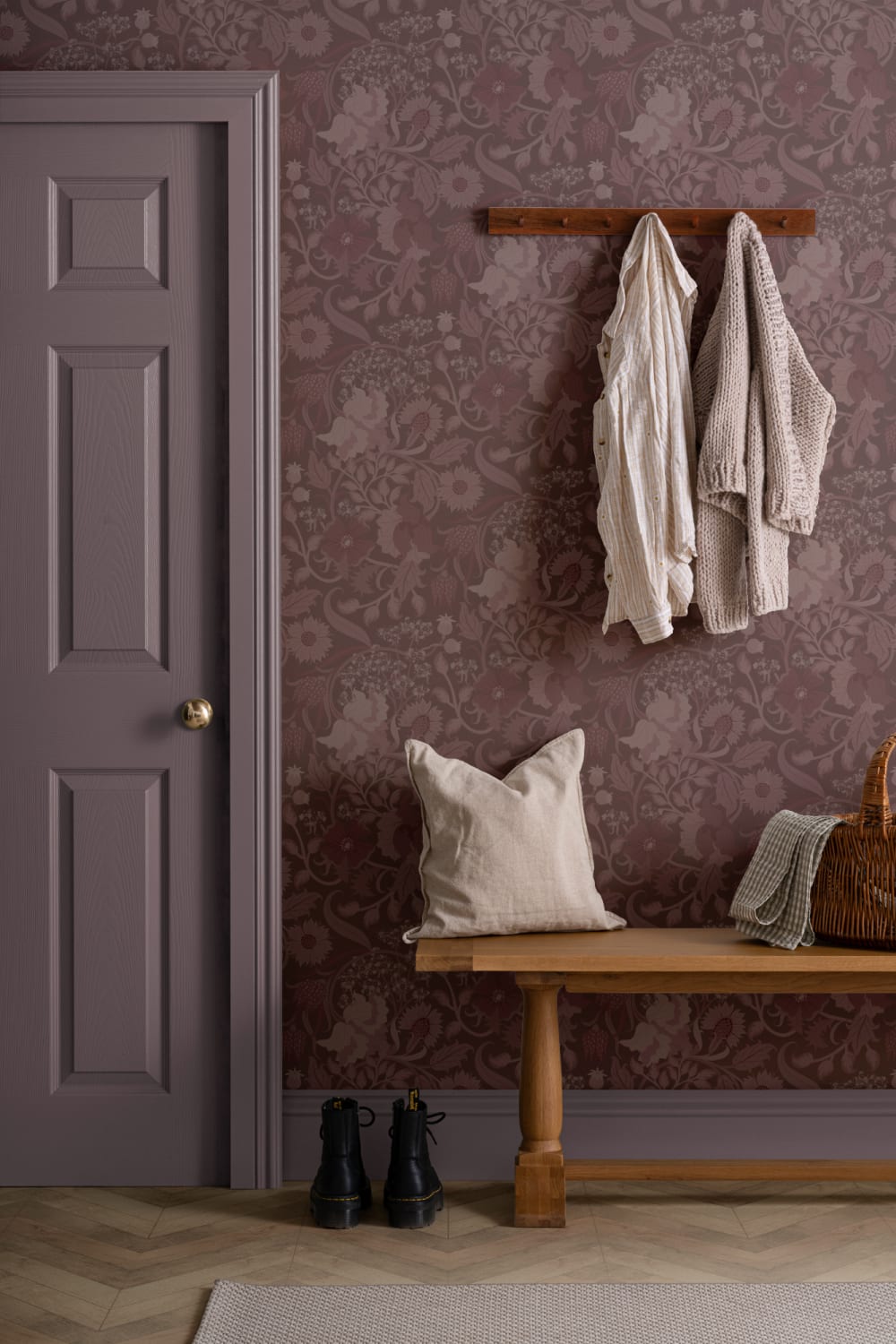 Plum Heritage Thistle Floral Wallpaper