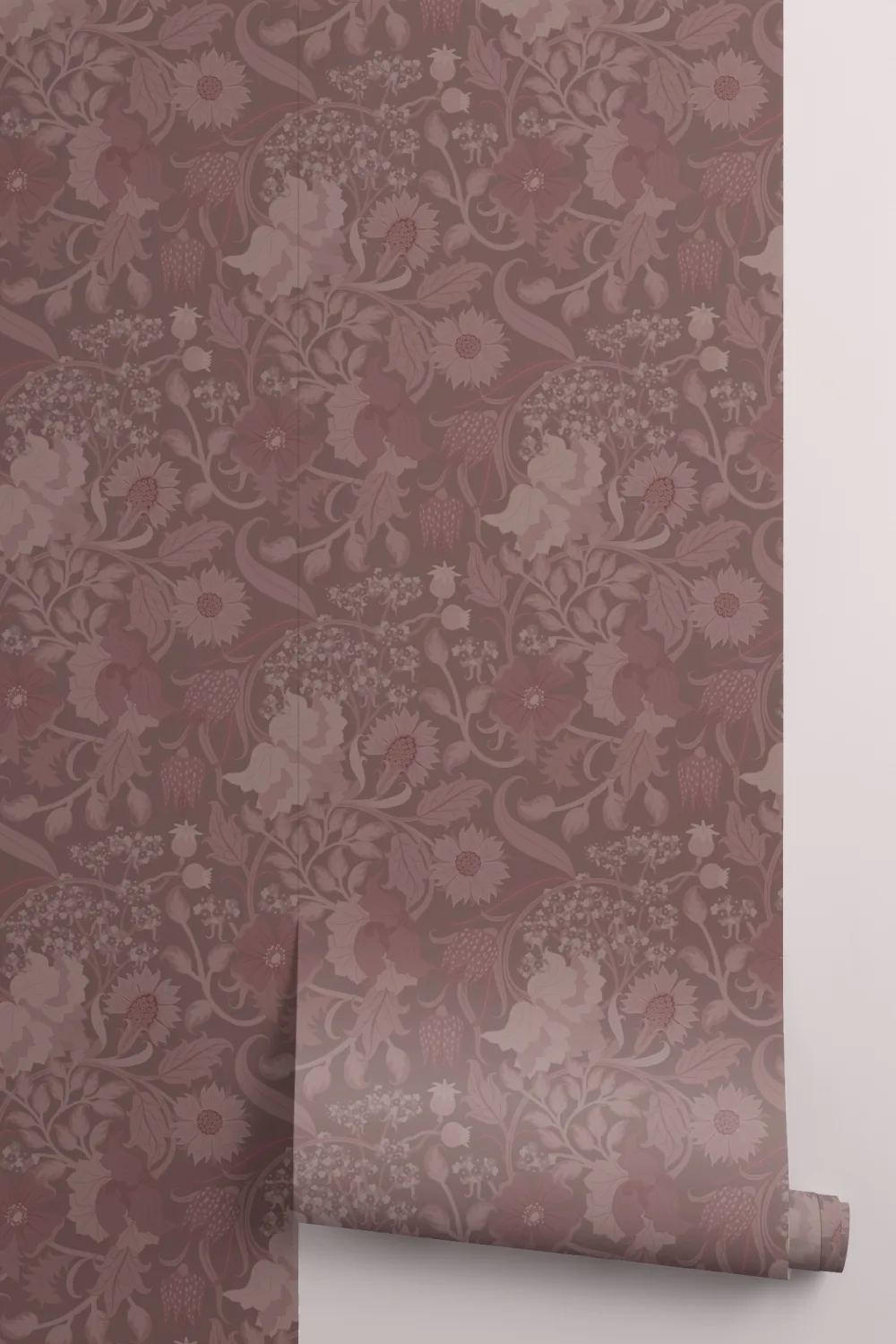 Plum Heritage Thistle Floral Wallpaper