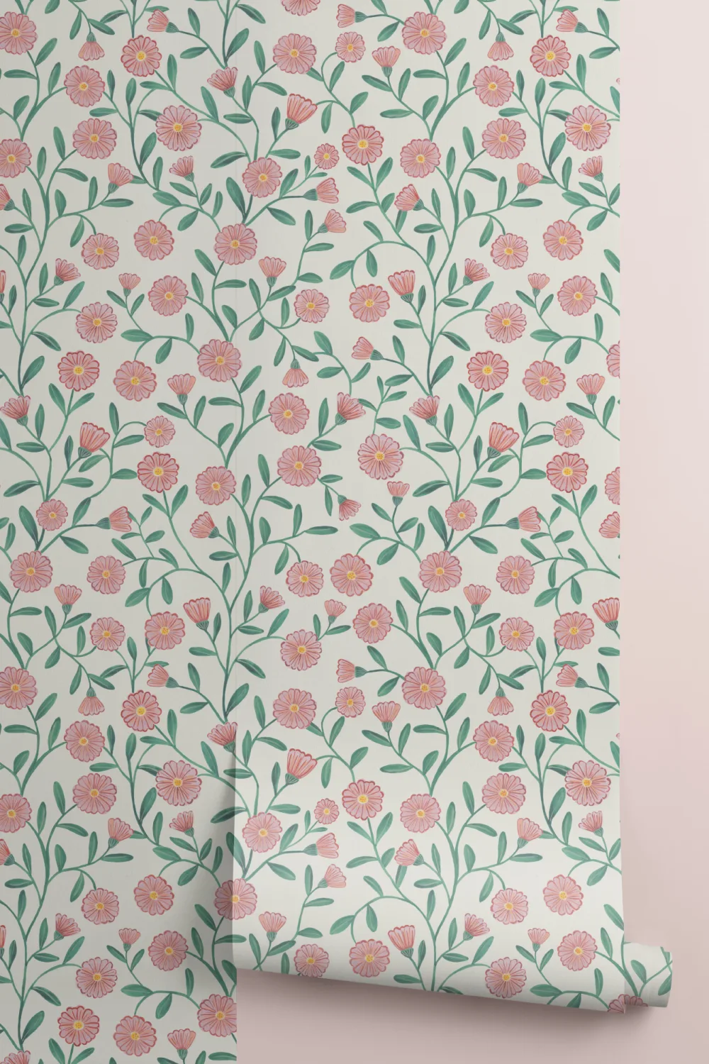 Roze Schattig Klein Madeliefje Behang
