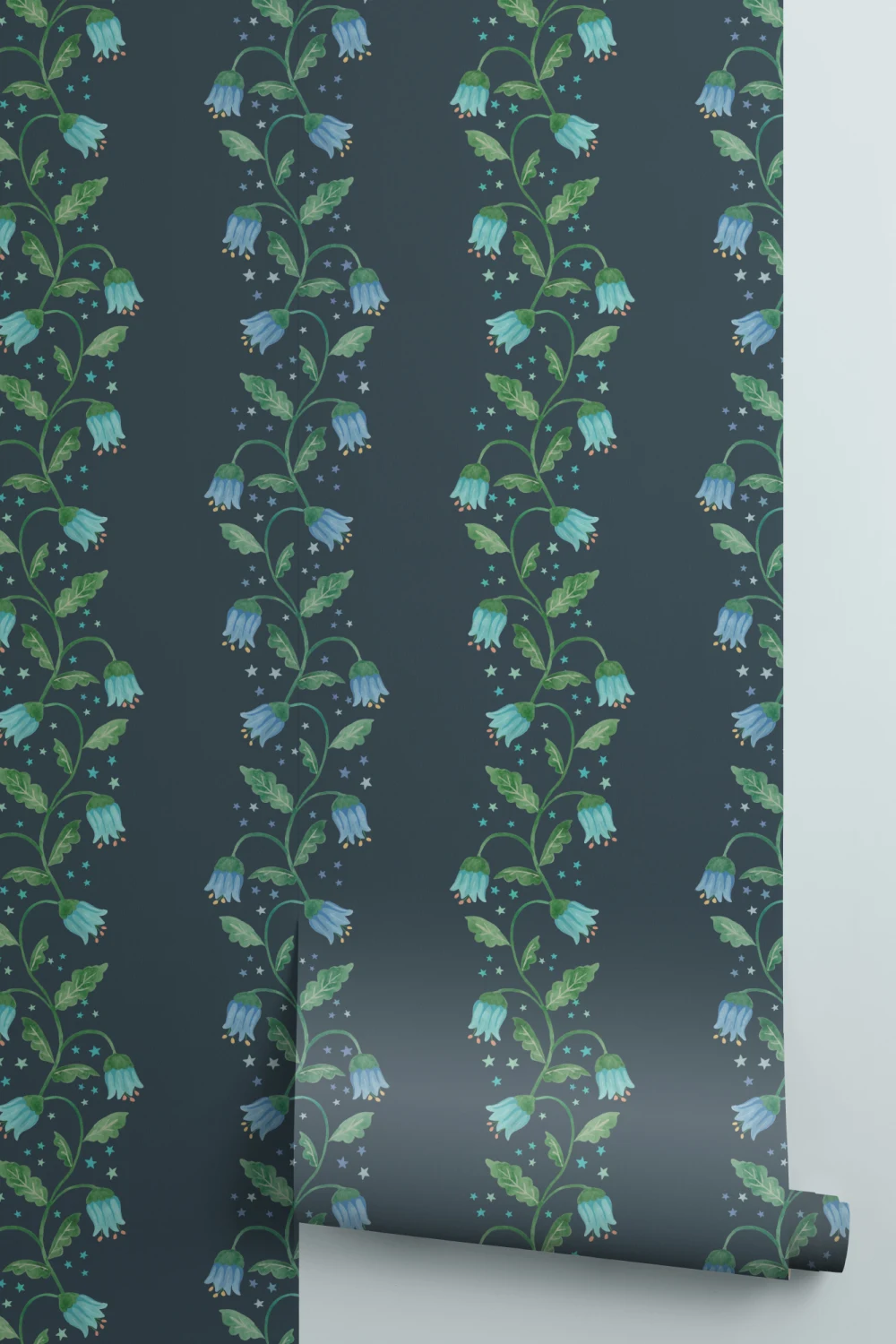 Albastru închis cu dungi ondulate Zambilă Wallpaper