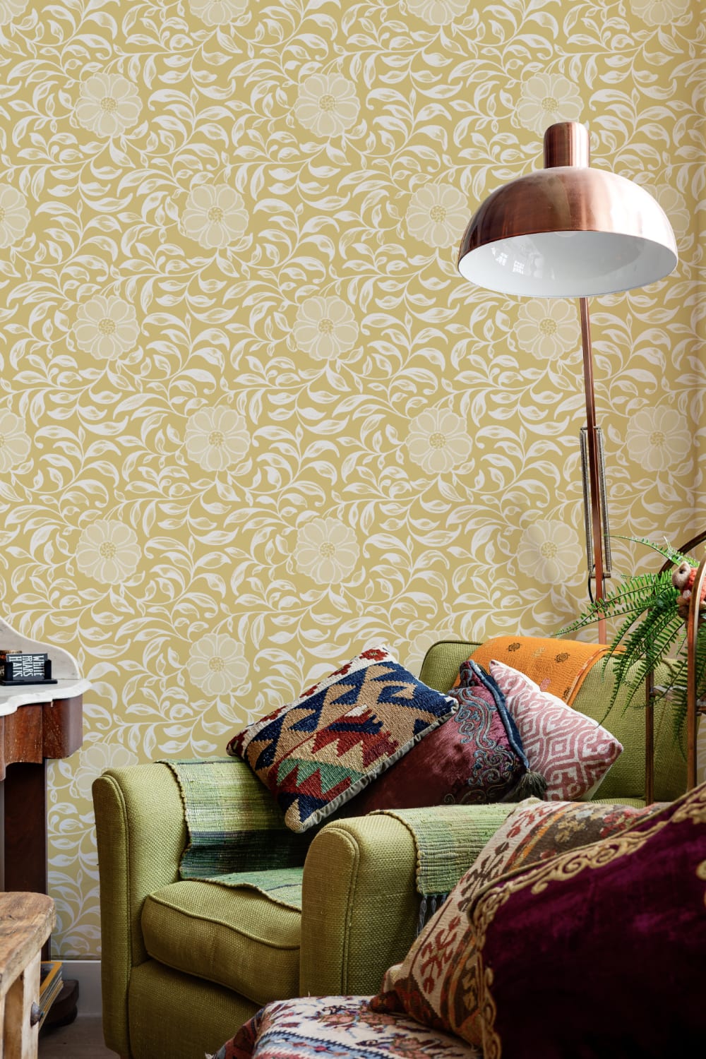 Amarelo Owen Jones Peónia Ornamentos Chineses Ilustrações Mural
