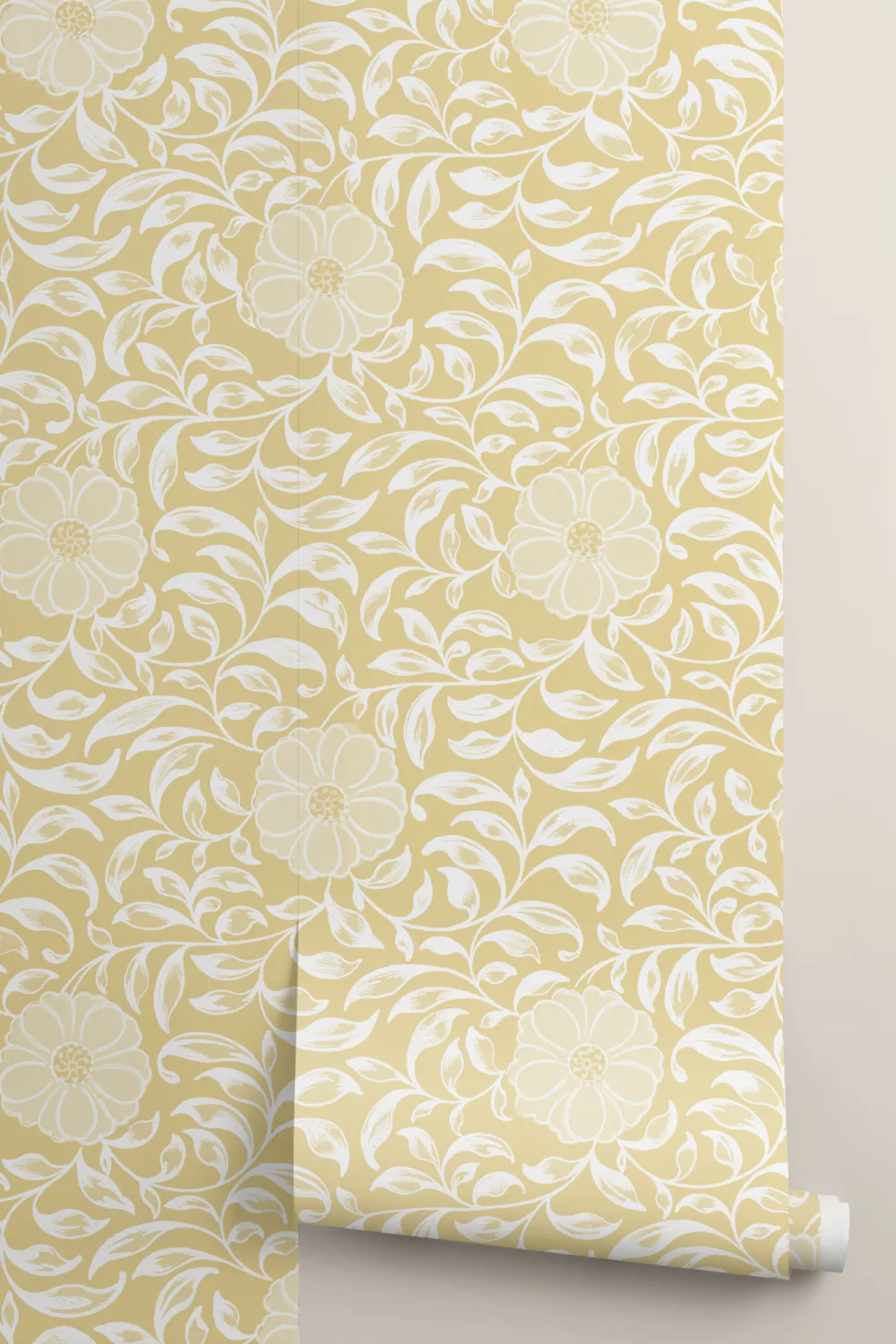 Amarelo Owen Jones Peónia Ornamentos Chineses Ilustrações Mural