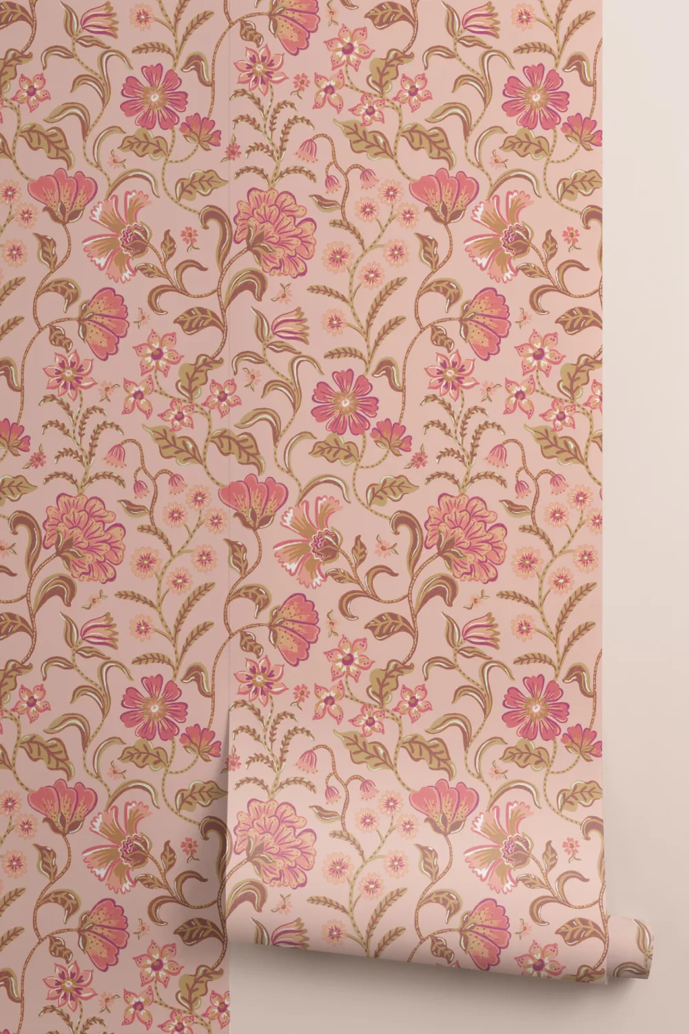 Pink Vintage Floral Wallpaper