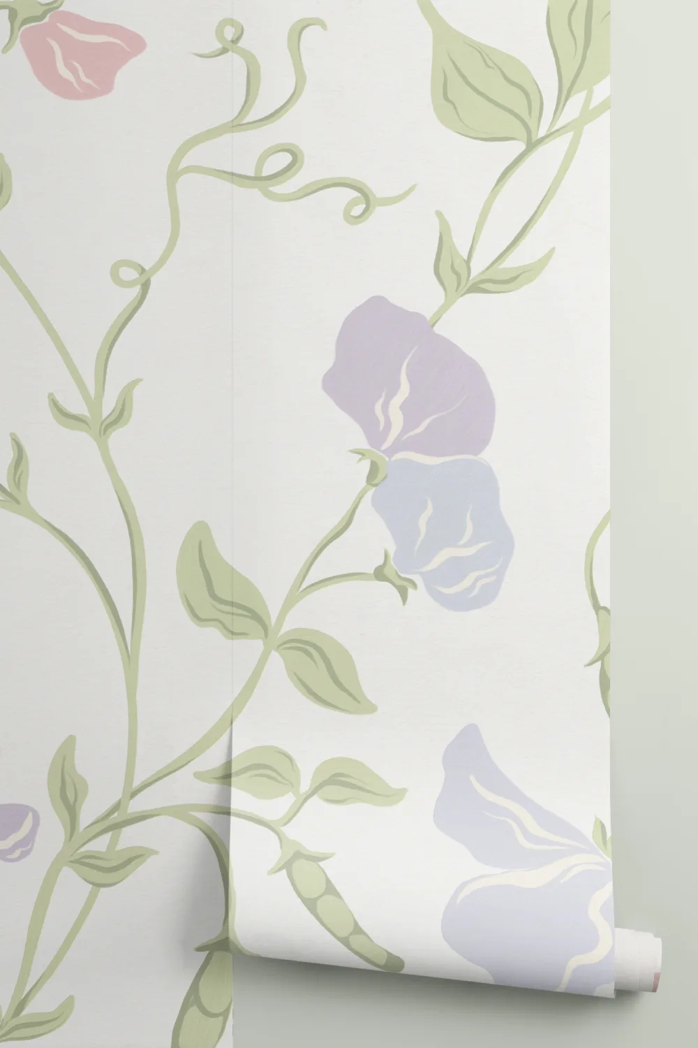 Multi Sweet Pea Floral & Vines Mural