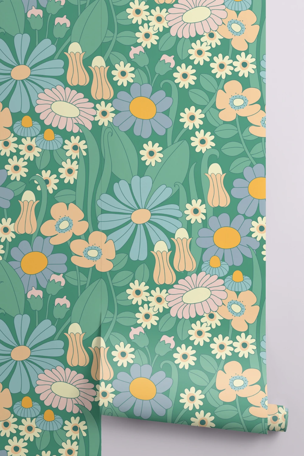 Elizabeth Olwen Groovy Meadow Green Mural