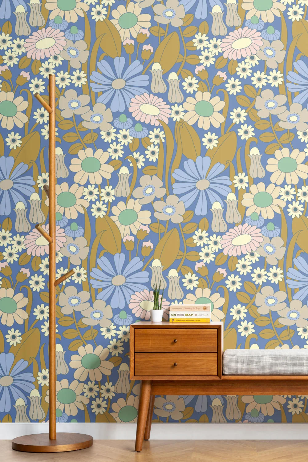 Elizabeth Olwen Groovy Wiese Blau Fototapete