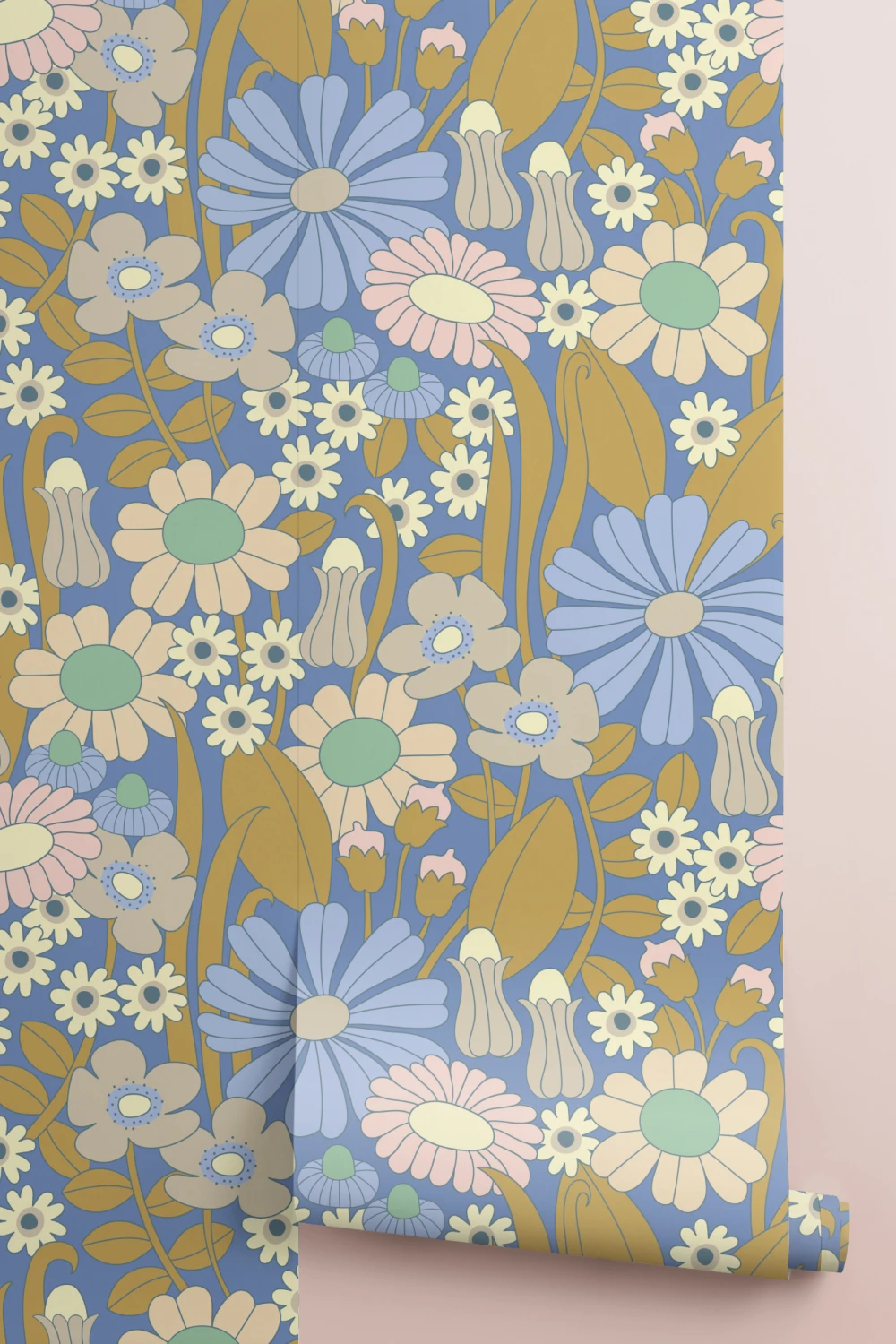Elizabeth Olwen Groovy Wiese Blau Fototapete