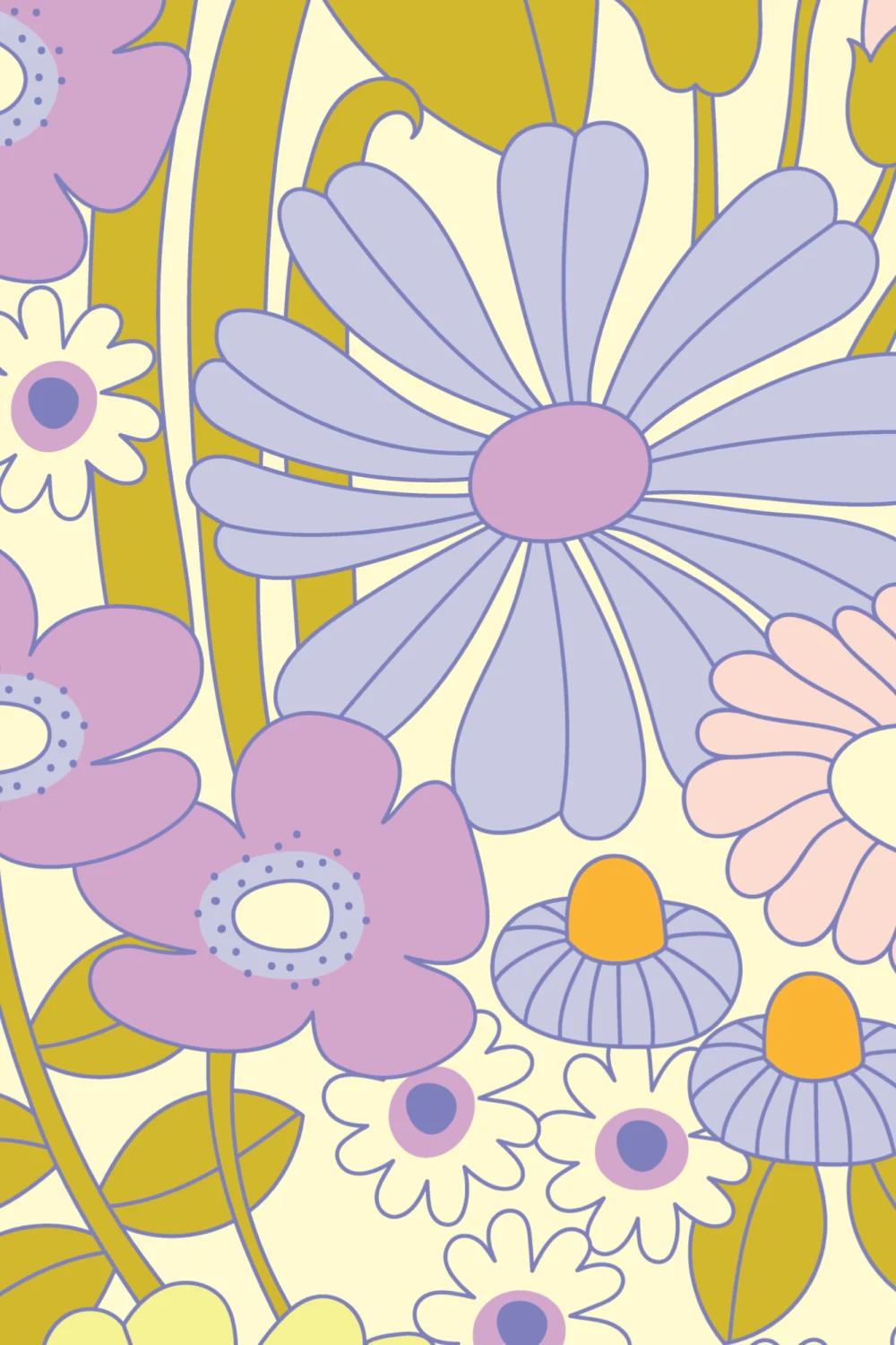Elizabeth Olwen Fioletowa fototapeta Groovy Meadow