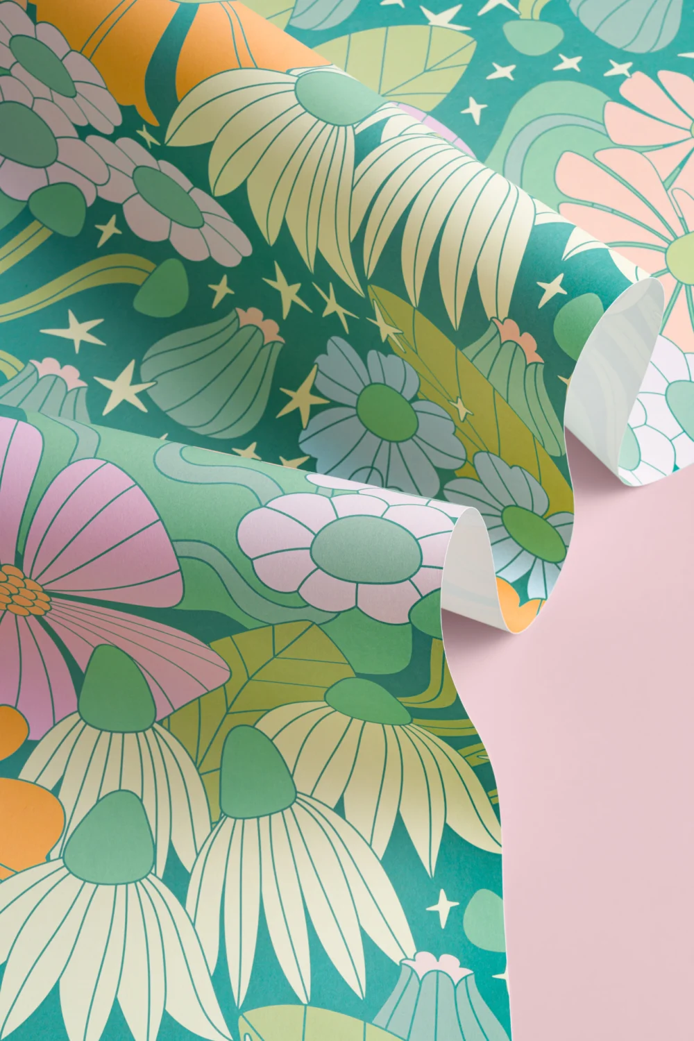 Elizabeth Olwen Cosmic Floral Green Mural