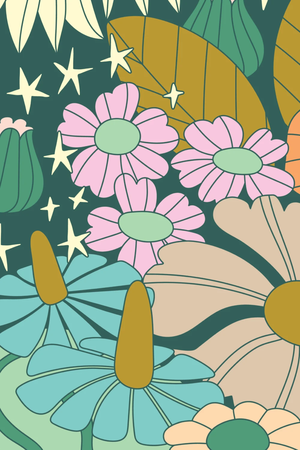 Elizabeth Olwen Cosmic Floral Multi Murale